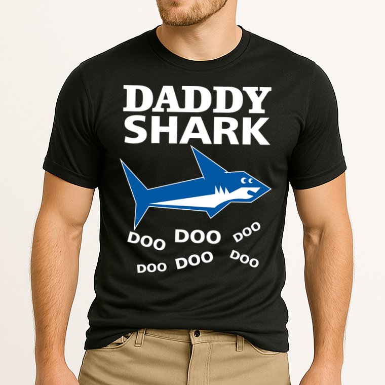 Daddy Shark Funny Dad Cooling Performance Crew T-Shirt