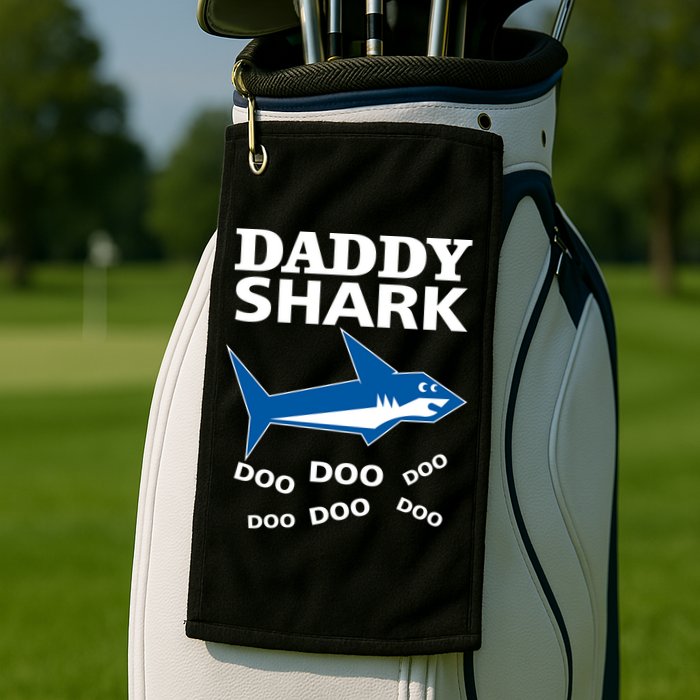 Daddy Shark Funny Dad Golf Towel