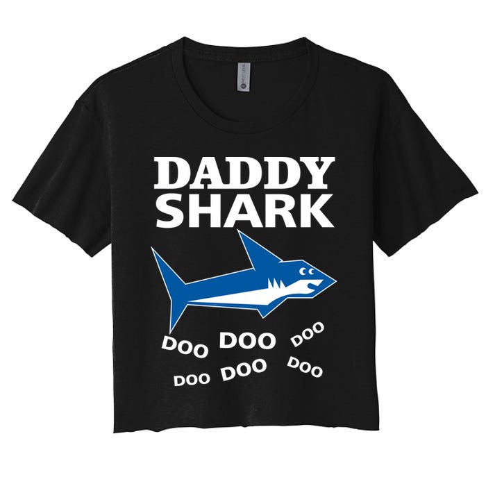 Daddy Shark Funny Dad Women's Crop Top Tee