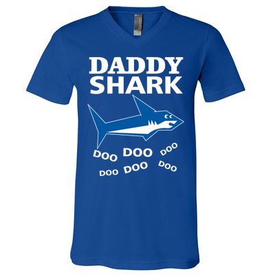 Daddy Shark Funny Dad V-Neck T-Shirt