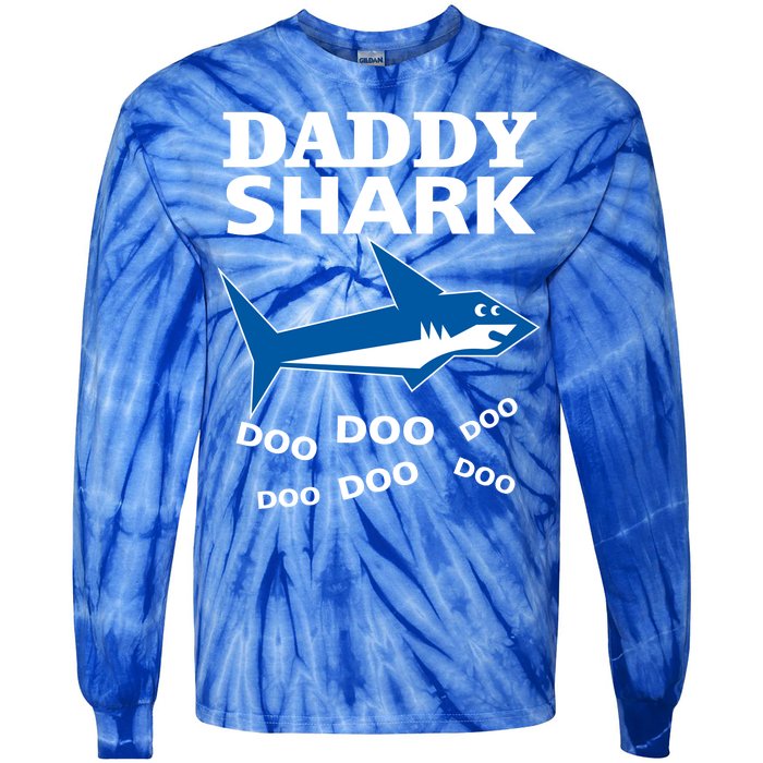 Daddy Shark Funny Dad Tie-Dye Long Sleeve Shirt