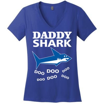 Daddy Shark Funny Dad Women's V-Neck T-Shirt