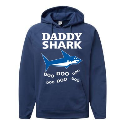 Daddy Shark Funny Dad Performance Fleece Hoodie