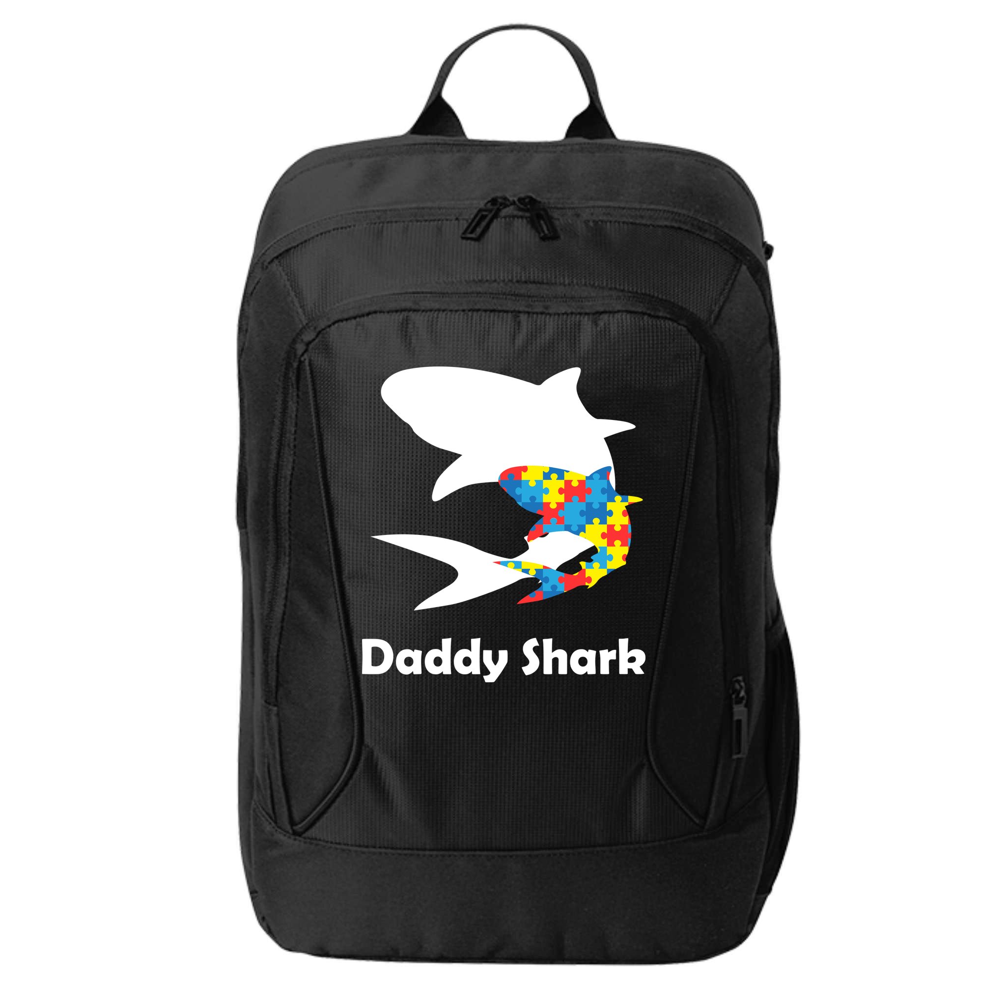 Daddy Shark Puzzles Autism Awareness City Backpack
