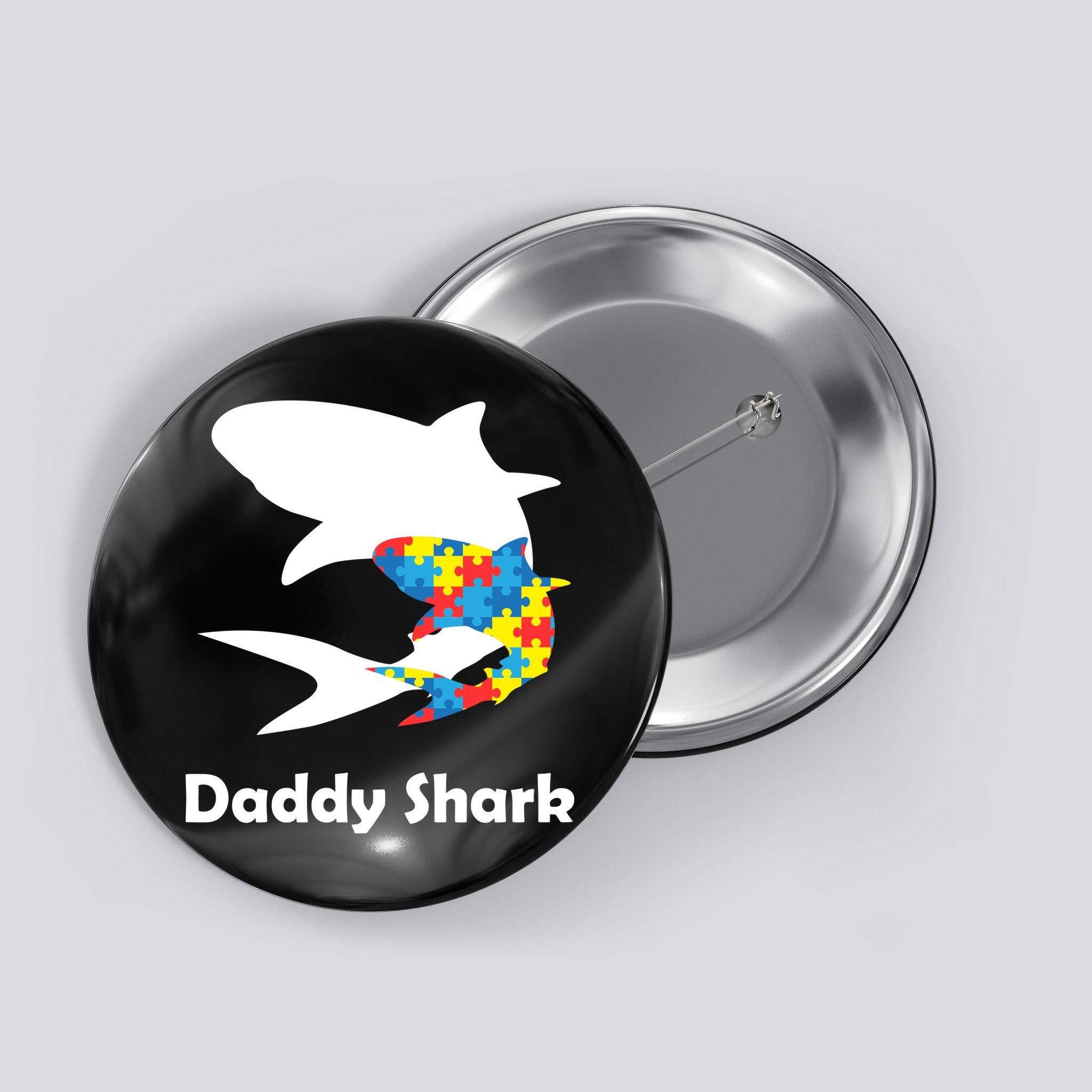 Daddy Shark Puzzles Autism Awareness Button