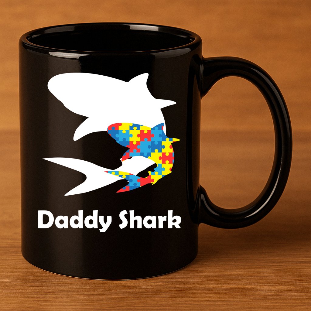 Daddy Shark Puzzles Autism Awareness 11oz C Handle Ceramic Mug