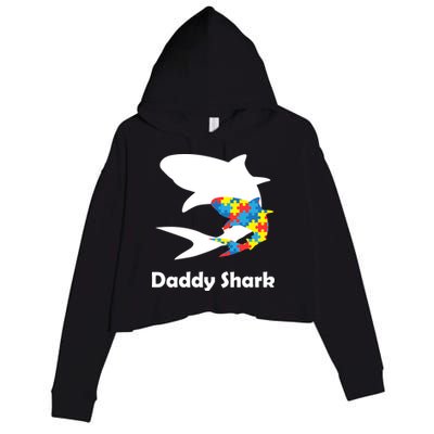Daddy Shark Puzzles Autism Awareness Crop Fleece Hoodie