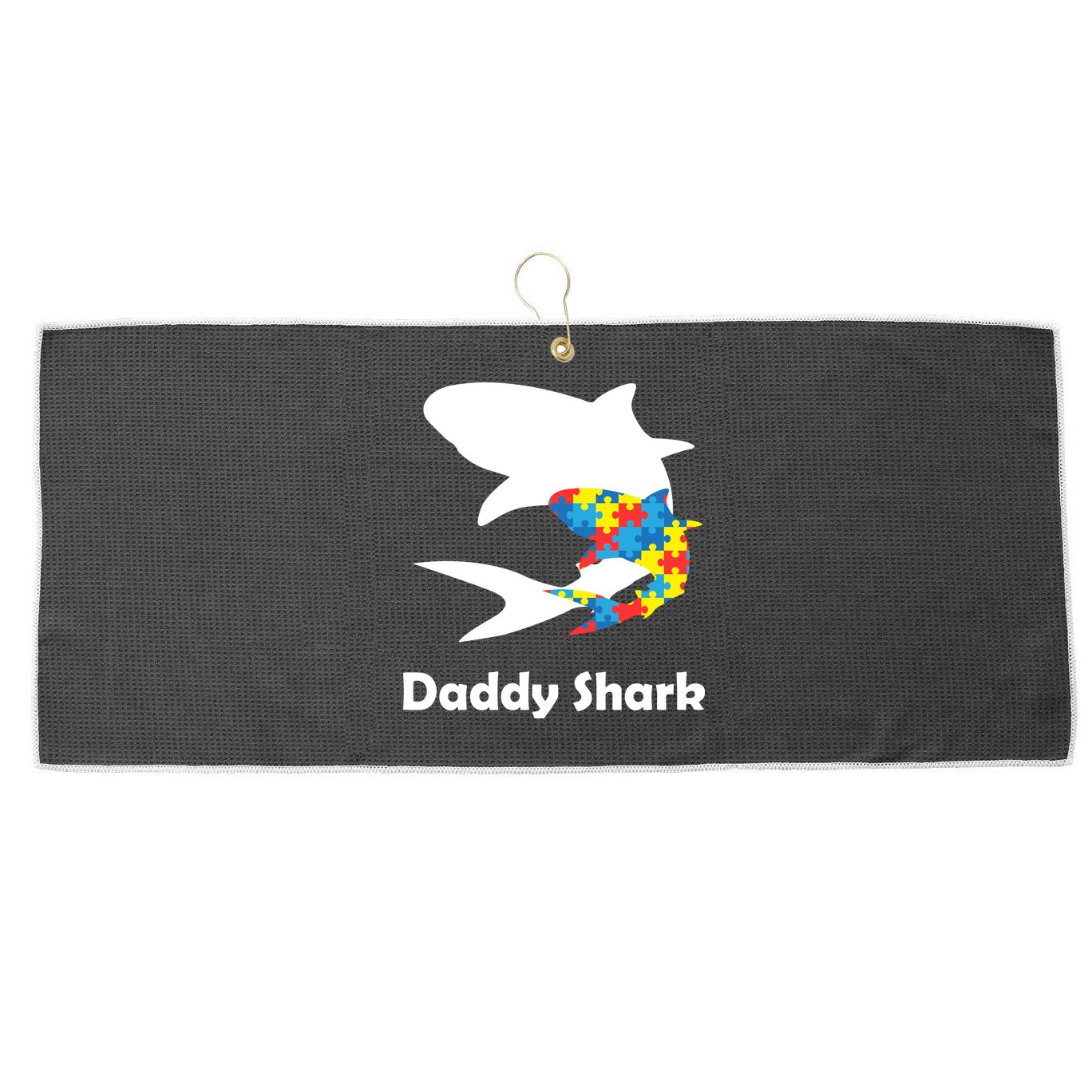 Daddy Shark Puzzles Autism Awareness Large Microfiber Waffle Golf Towel