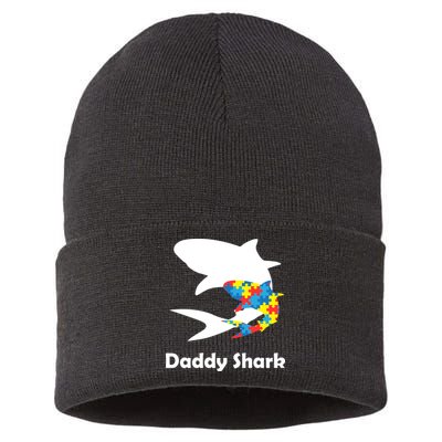 Daddy Shark Puzzles Autism Awareness Sustainable Knit Beanie