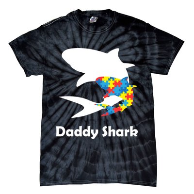 Daddy Shark Puzzles Autism Awareness Tie-Dye T-Shirt