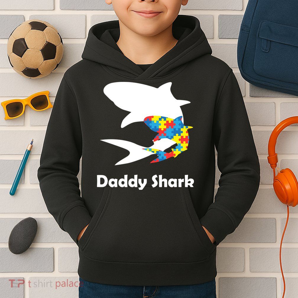 Daddy Shark Puzzles Autism Awareness Kids Hoodie