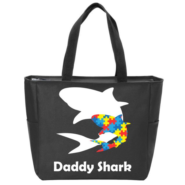 Daddy Shark Puzzles Autism Awareness Zip Tote Bag
