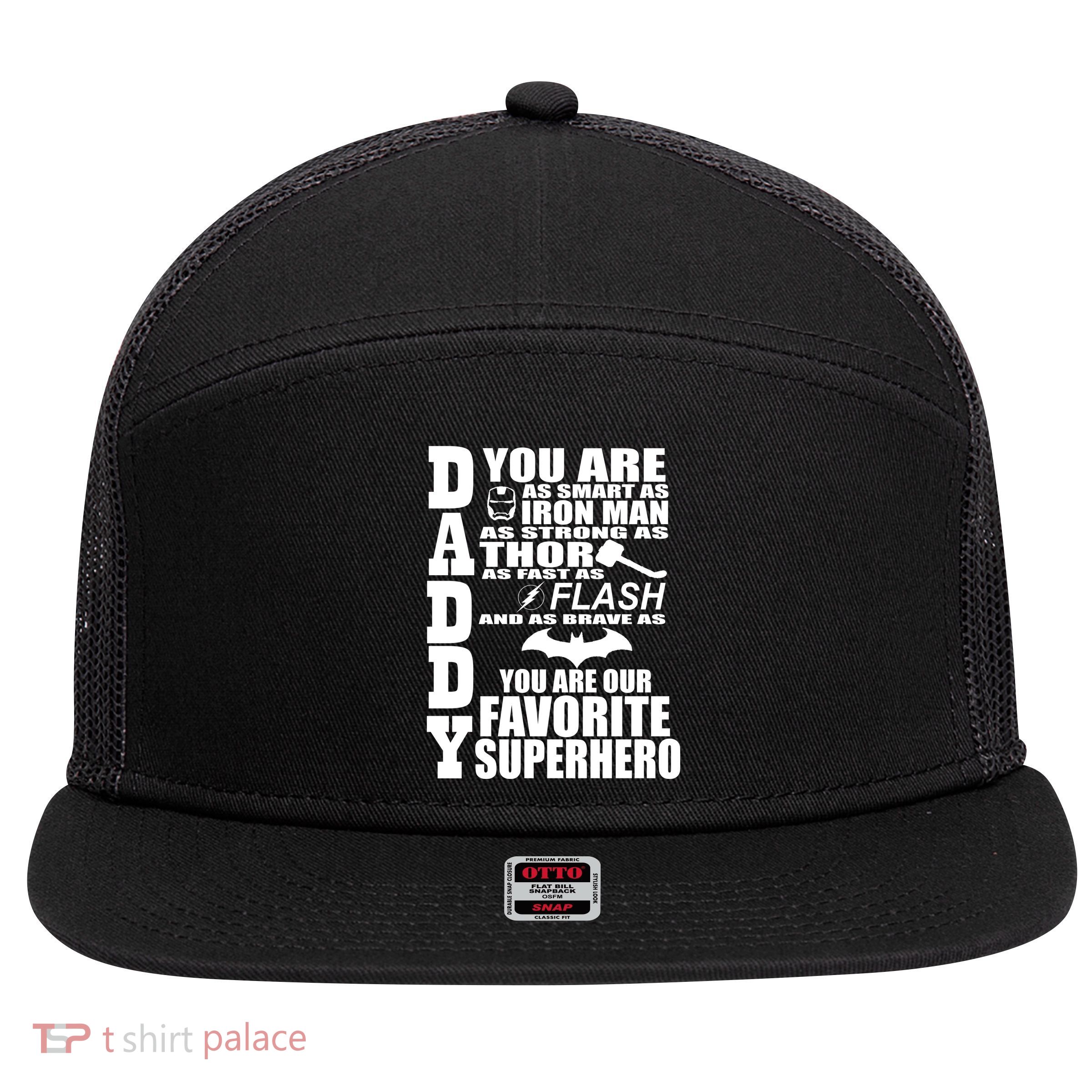 Daddy Superhero Father's Day 7 Panel Mesh Trucker Snapback Hat