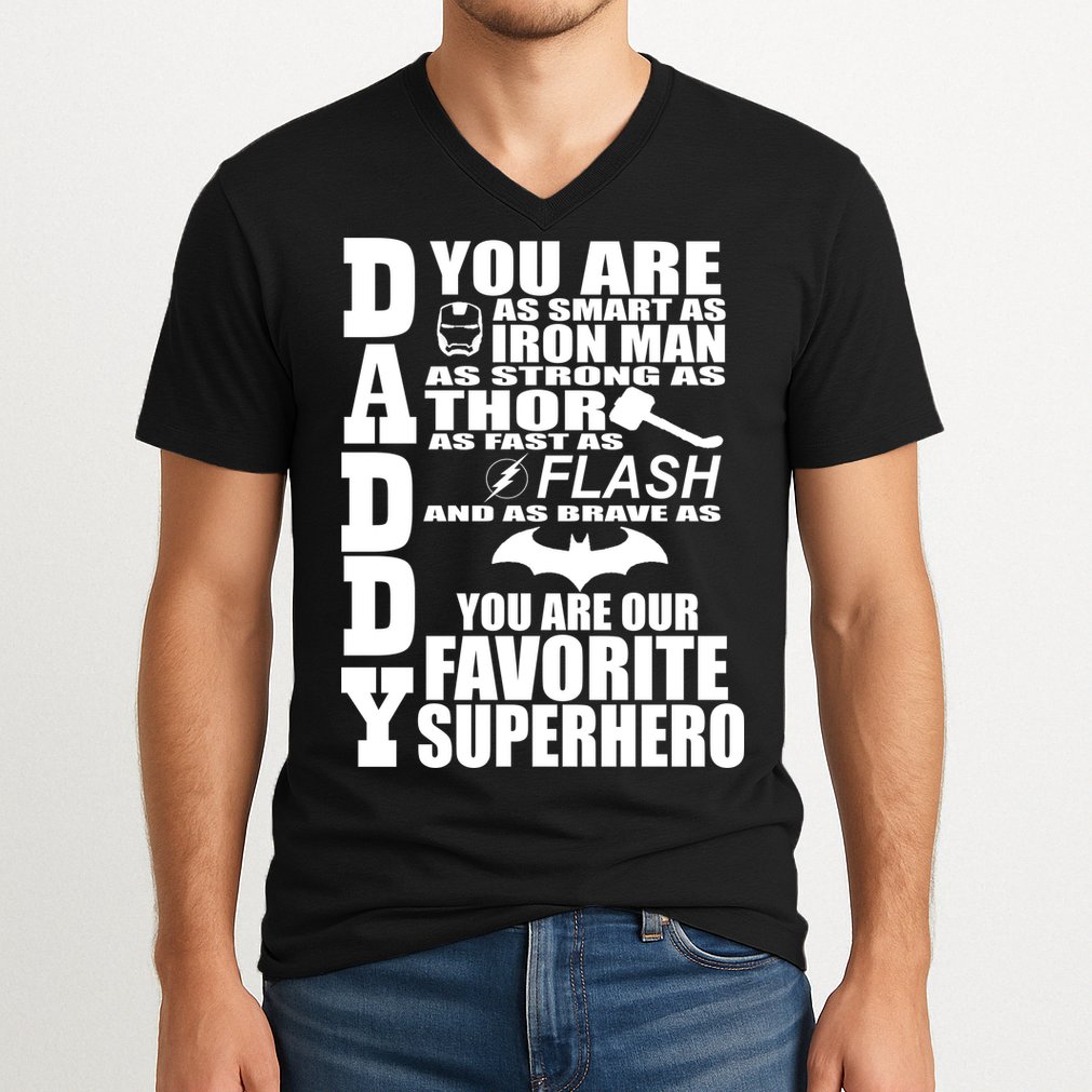 Daddy Superhero Father's Day V-Neck T-Shirt