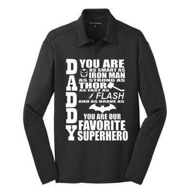 Daddy Superhero Father's Day Silk Touch Performance Long Sleeve Polo