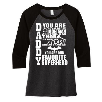 Daddy Superhero Father's Day Women's Tri-Blend 3/4-Sleeve Raglan Shirt