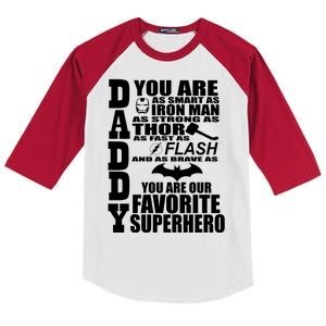 Daddy Superhero Father's Day Kids Colorblock Raglan Jersey