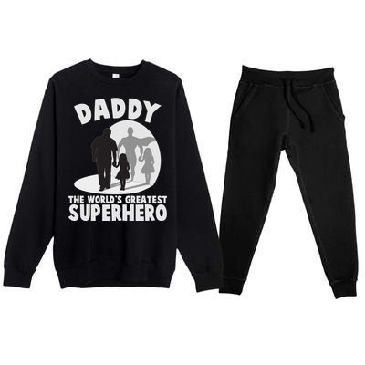 Daddy The World's Greatest Superhero Father's Day Premium Crewneck Sweatsuit Set