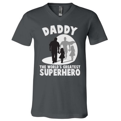 Daddy The World's Greatest Superhero Father's Day V-Neck T-Shirt