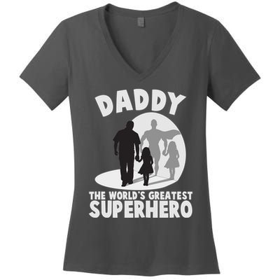 Daddy The World's Greatest Superhero Father's Day Women's V-Neck T-Shirt