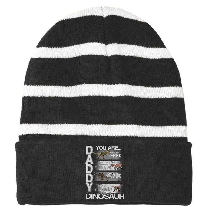 Daddy You Are My Favorite Dinosaur T-Rex Striped Beanie with Solid Band