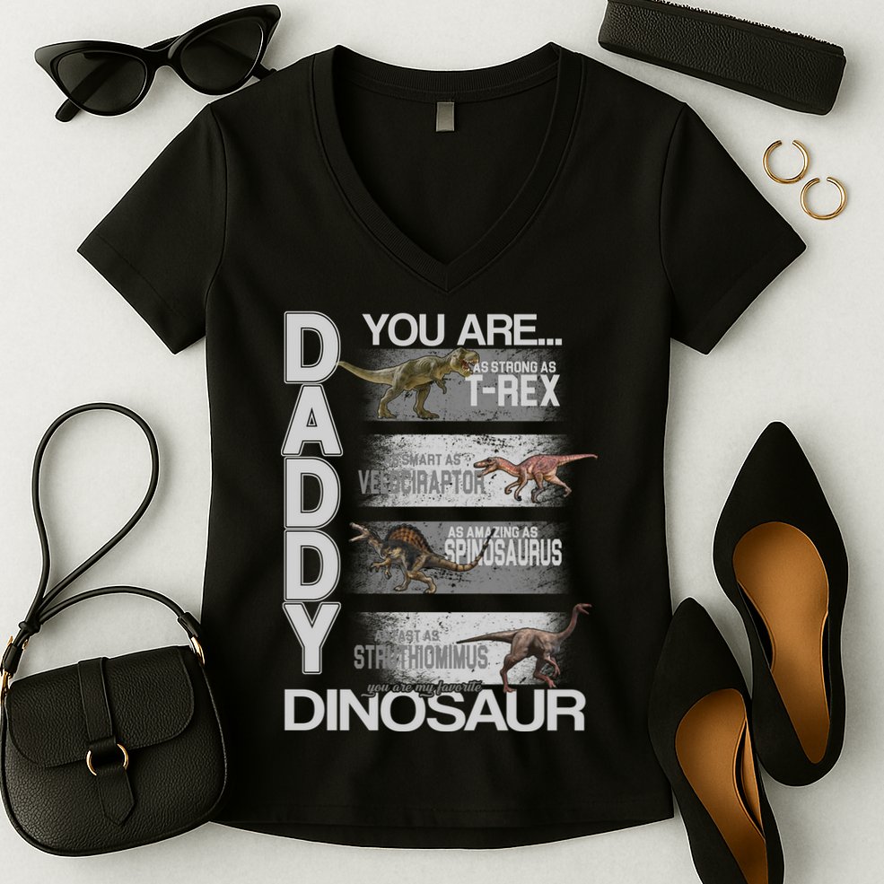 Daddy You Are My Favorite Dinosaur T-Rex Women's V-Neck T-Shirt