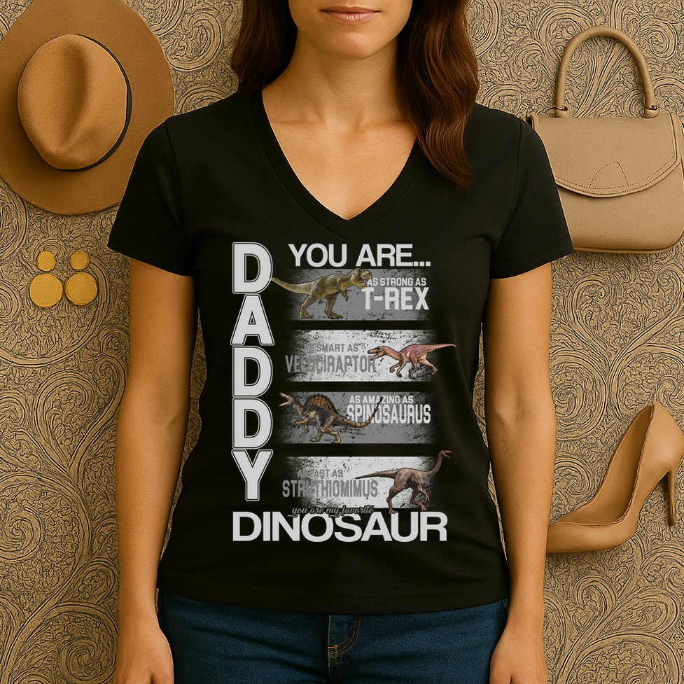 Daddy You Are My Favorite Dinosaur T-Rex Women's V-Neck T-Shirt