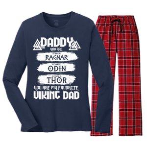 Daddy You Are My Favorite Viking Dad  Women's Long Sleeve Flannel Pajama Set 