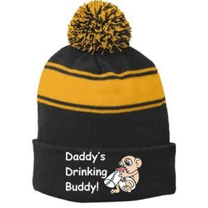 Daddy's Drinking Buddy Stripe Pom Pom Beanie