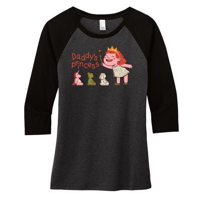 Daddy's Princess Women's Tri-Blend 3/4-Sleeve Raglan Shirt