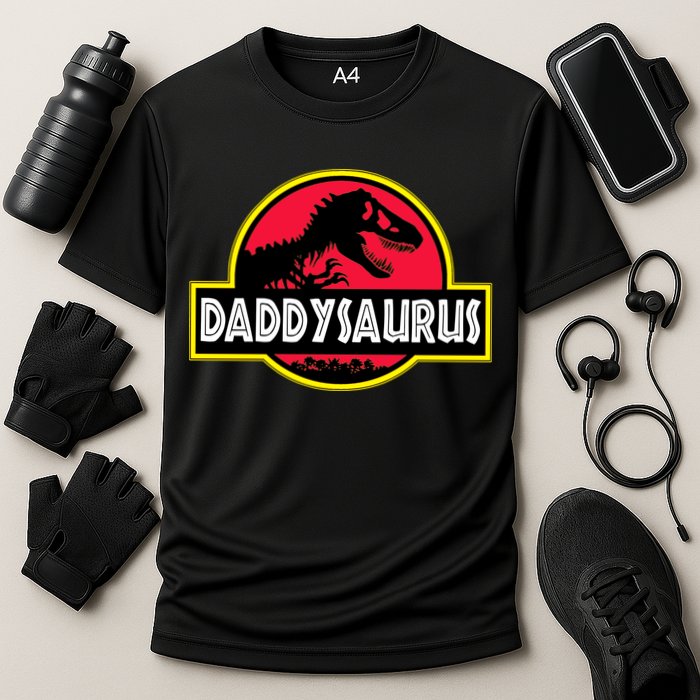 Daddysaurus Funny Daddy Dinosaur Cooling Performance Crew T-Shirt