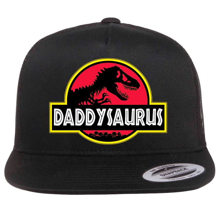 Daddysaurus Funny Daddy Dinosaur Flat Bill Trucker Hat