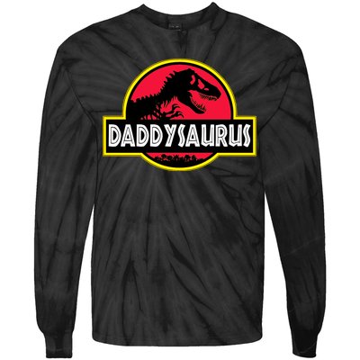 Daddysaurus Funny Daddy Dinosaur Tie-Dye Long Sleeve Shirt