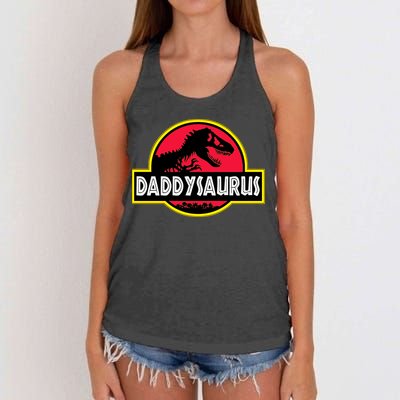Daddysaurus Funny Daddy Dinosaur Women's Knotted Racerback Tank