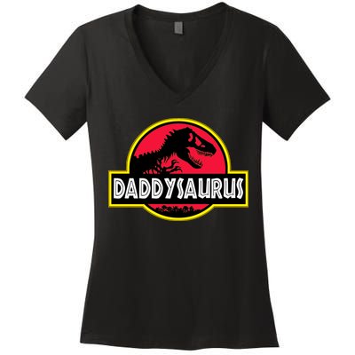 Daddysaurus Funny Daddy Dinosaur Women's V-Neck T-Shirt
