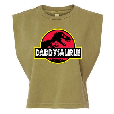 Daddysaurus Funny Daddy Dinosaur Garment-Dyed Women's Muscle Tee