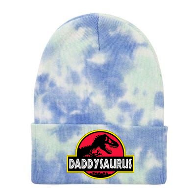 Daddysaurus Funny Daddy Dinosaur Tie Dye 12in Knit Beanie