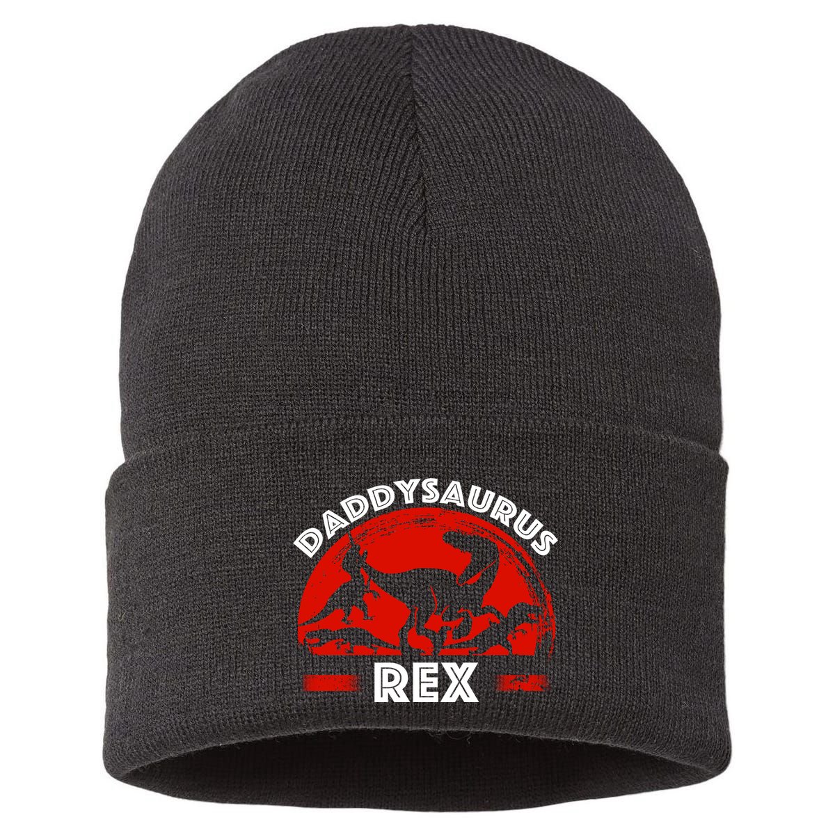 Daddysaurus Rex Cute Dad Spoof Sustainable Knit Beanie