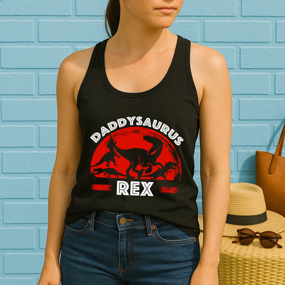 Daddysaurus Rex Cute Dad Spoof Womens Tank Top