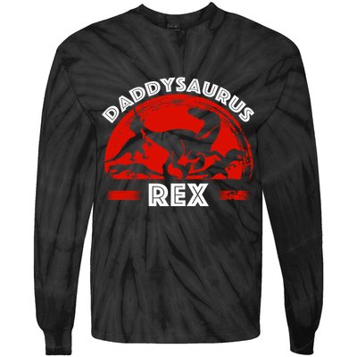Daddysaurus Rex Cute Dad Spoof Tie-Dye Long Sleeve Shirt