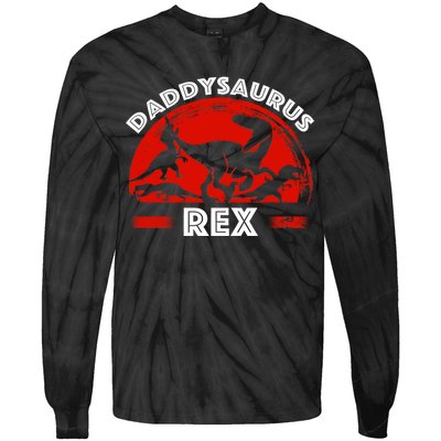 Daddysaurus Rex Cute Dad Spoof Tie-Dye Long Sleeve Shirt