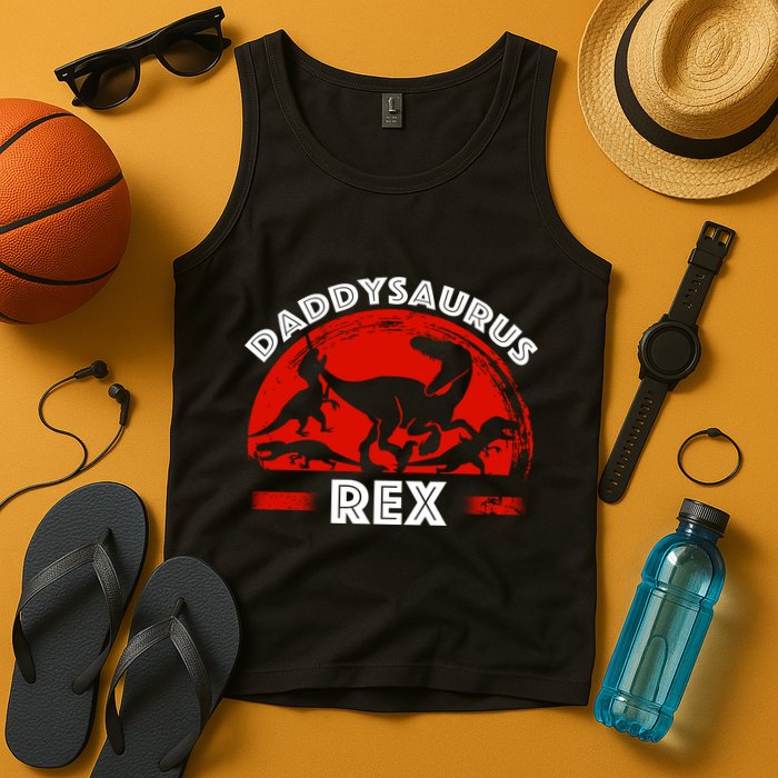 Daddysaurus Rex Cute Dad Spoof Tank Top