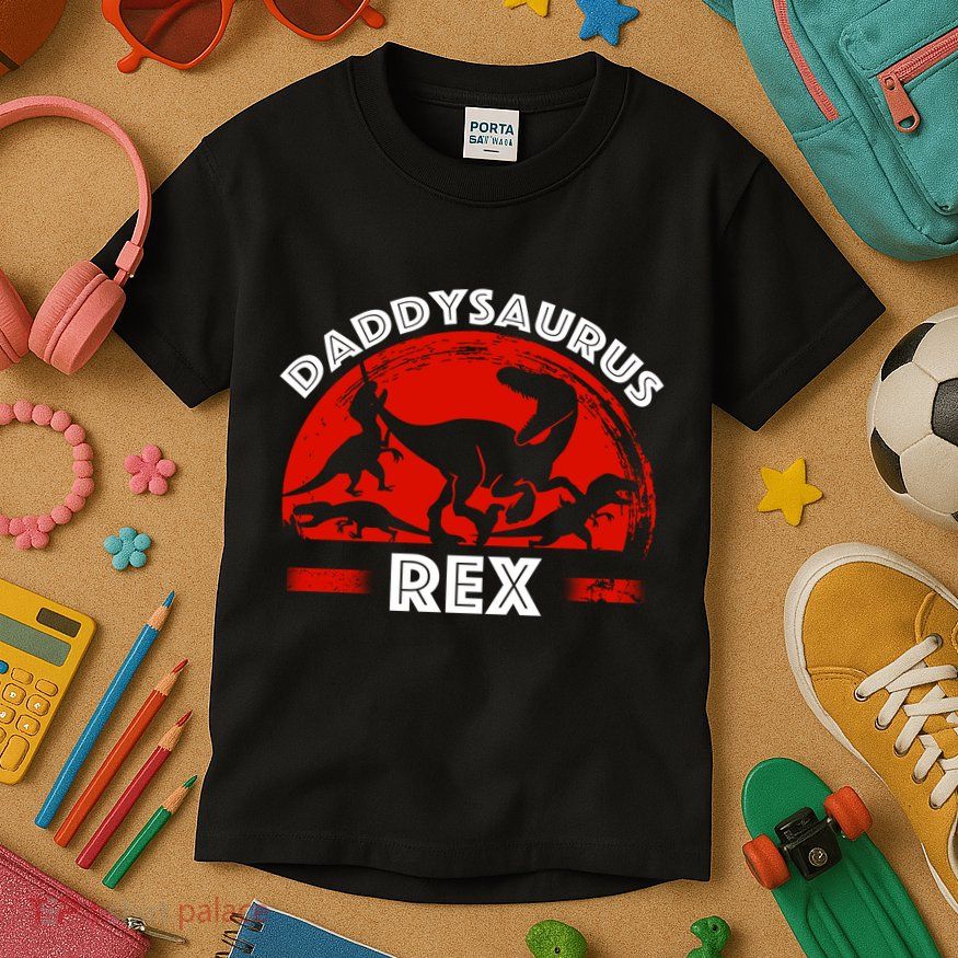 Daddysaurus Rex Cute Dad Spoof Kids T-Shirt