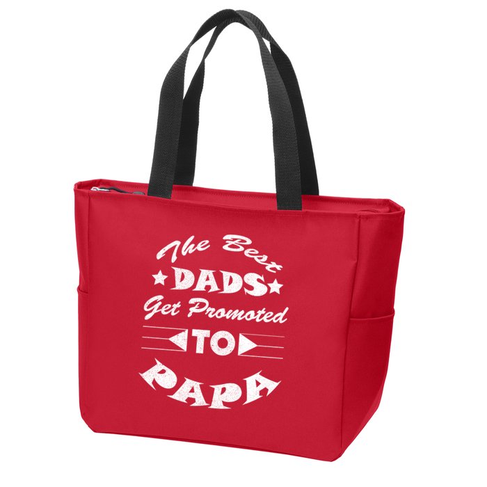 Dads Get Promoted To Papa Funny Father's Day Zip Tote Bag