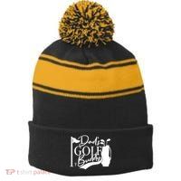 Dad's Golf Buddy Stripe Pom Pom Beanie