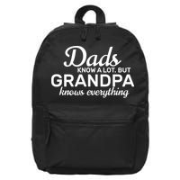 Dads Know A Lot But Grandpa Knows Everything 16 in Basic Backpack