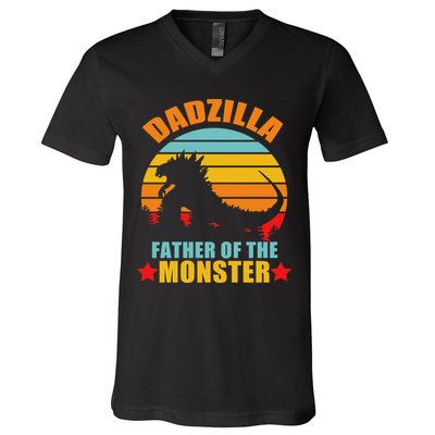 Dadzilla Father Of The Monsters V-Neck T-Shirt