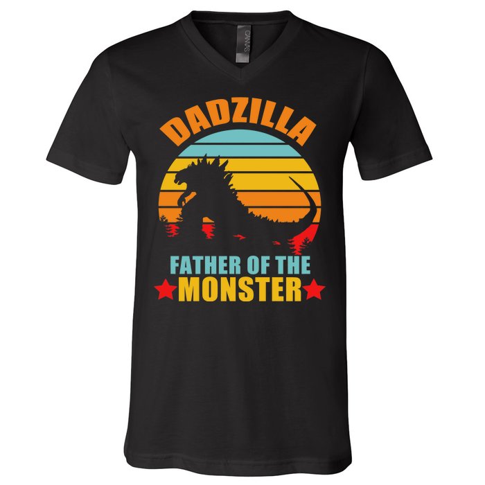 Dadzilla Father Of The Monsters V-Neck T-Shirt