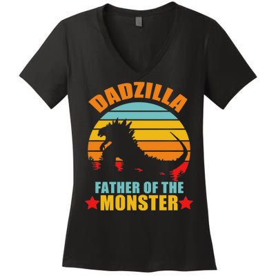 Dadzilla Father Of The Monsters Women's V-Neck T-Shirt