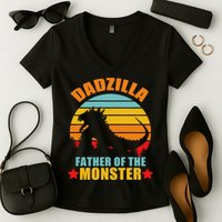 Dadzilla Father Of The Monsters Women's V-Neck T-Shirt